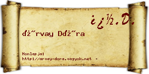 Árvay Dóra névjegykártya